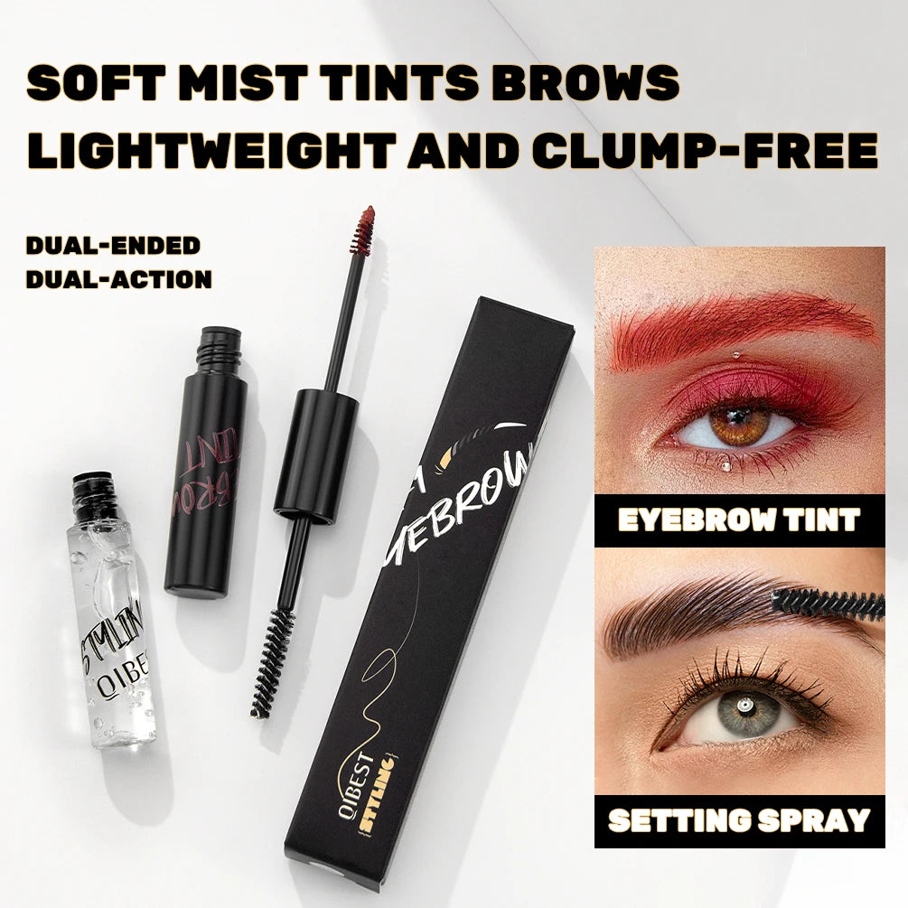 QIBEST Tinted Eyebrow Gel Mascara Lasting Waterproof Brown Tinting Eye Brow Sculpt Glue Red Purple Brow Cream Makeup For Women Qme
