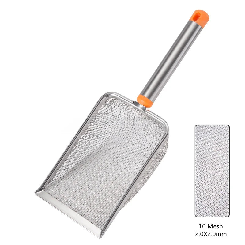 High-efficiency Cat Litter Scoop Fine Mesh Stainless Steel Non-stick Qme 2.0X2.0mm Orange
