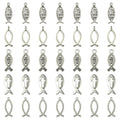 Pandahall 100Pcs 5 Styles Easter Theme Tibetan Jesus Fish Charms Antique Silver Color Christ Fish Pendants for Jewelry Making Qme Default Title