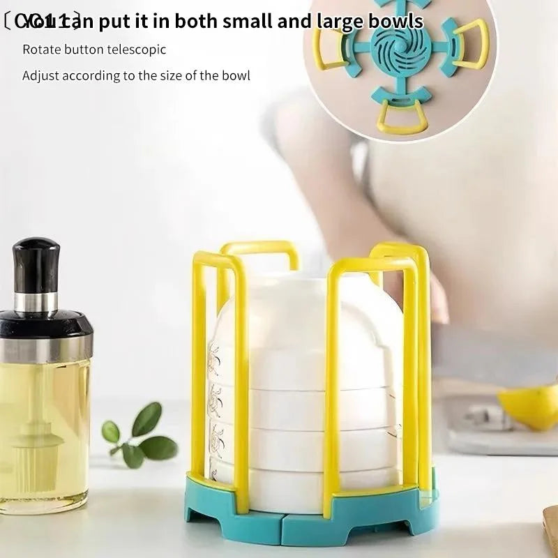 Retractable Desktop Bowl Holder Kitchen Organizer Plastic Drain Water Qme