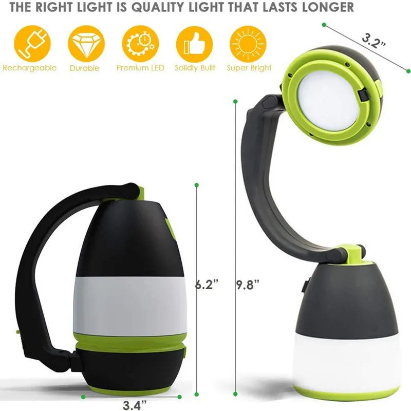 LED Camping Lamp Desk 1 Flashlight USB Charging Waterproof Outdoor Qme