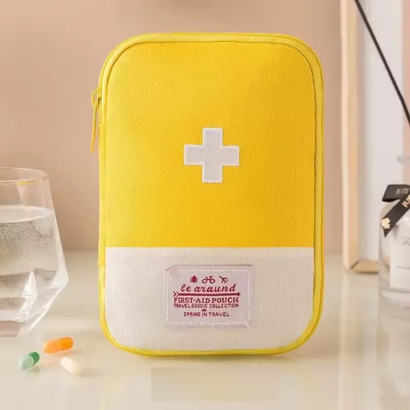 High-Capacity Portable First Aid Kit, Travel Medicine And Medication Storage Bag Oxford Cloth Organizer Box Emergency Survival Qme 1pc Yellow