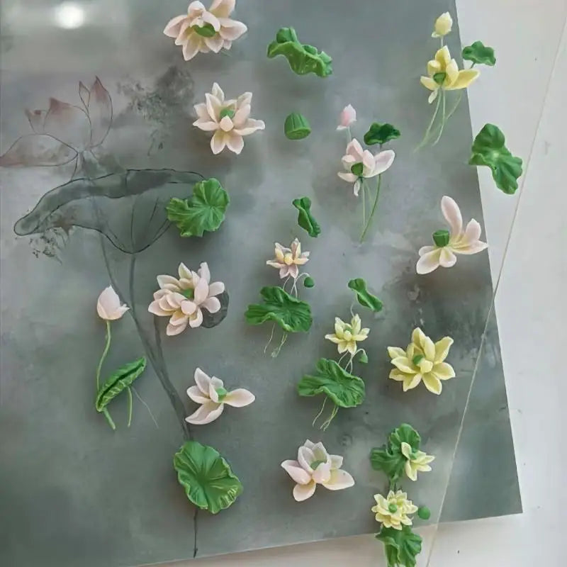 Flowers Series 3D Curved Nail Mold Lily Valley Lotus Flower Diy Qme