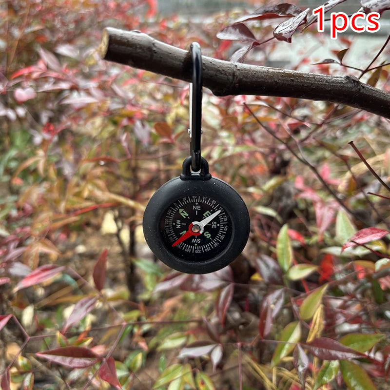 1 Bushcraft Compass Carabiner Hook Life Silicone Camping Pocket Qme 1pcs Black