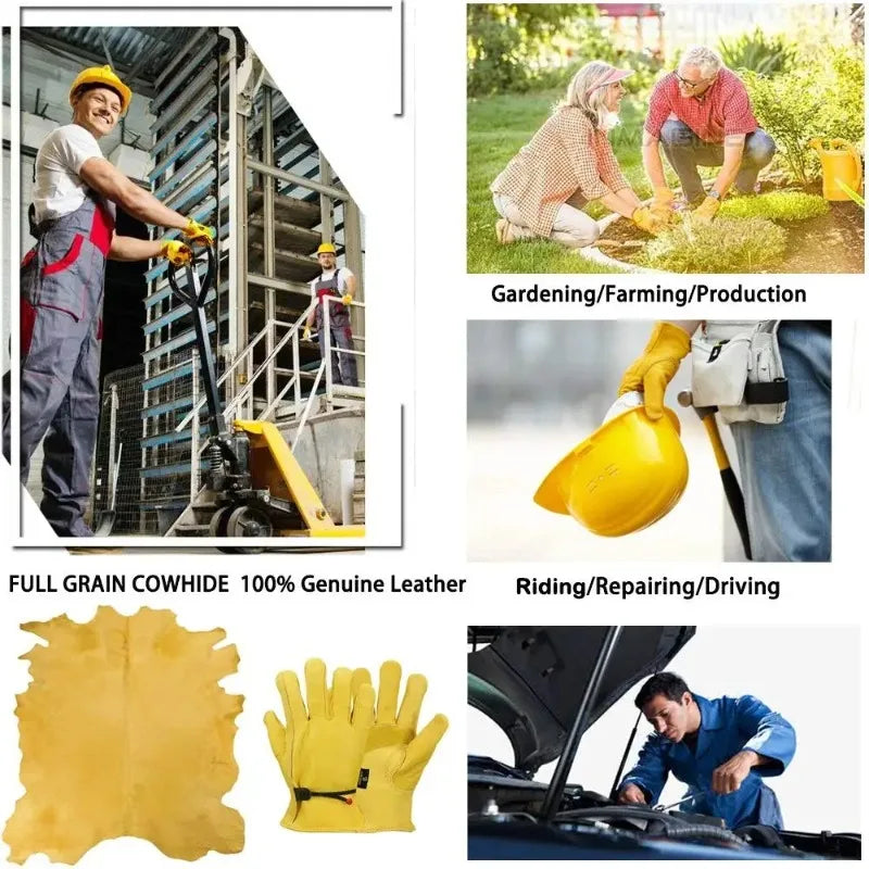 1PCS Genuine Leather Work Gloves Protective Wear-Resistant Outdoor Riding Welding Driver Gloves Qme