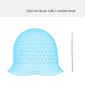 2Pcs/Set Hairdressing Hair Dyeing Caps With Metal Hooks Professional Barber Silicone Hair Dye Cap Barbershop Salon Styling Tools Qme Blue