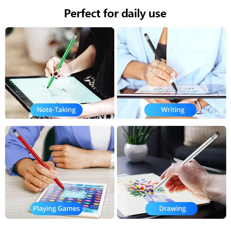 Universal Pencil Double Silicon Head Touch Capacitive Screen Stylus Qme