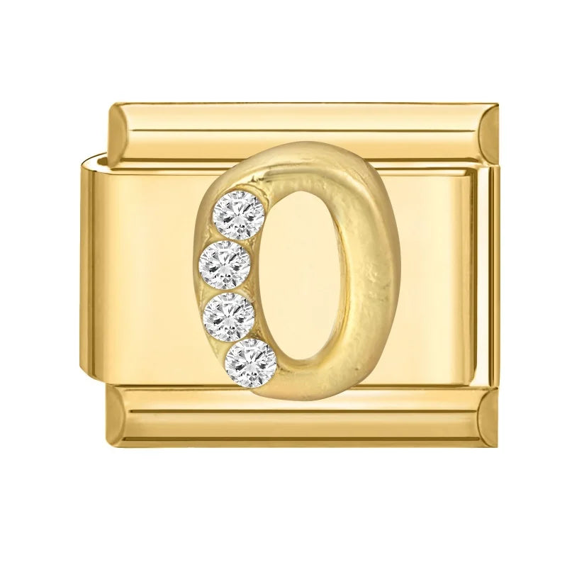 Wholesale Shiny CZ 26 Letters A-z Gold Italian Charms Plated