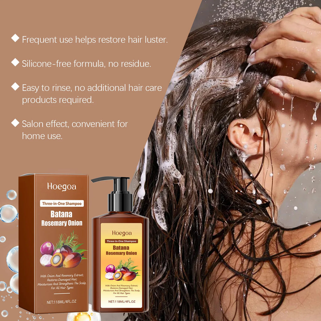 Batana Hair Growth Shampoo Nourish Hair Follicles Strengthen Root Smooth Frizzy Anti Hair Loss Treatment Thickening Hair Shampoo Qme