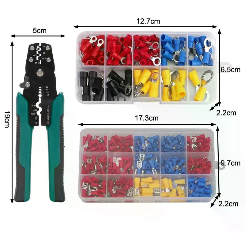 102/280pcs Insulated Terminal Block Set With Crimping Pliers Is Ideal For Home Electrical Repairs And Industrial Wiring Work Qme