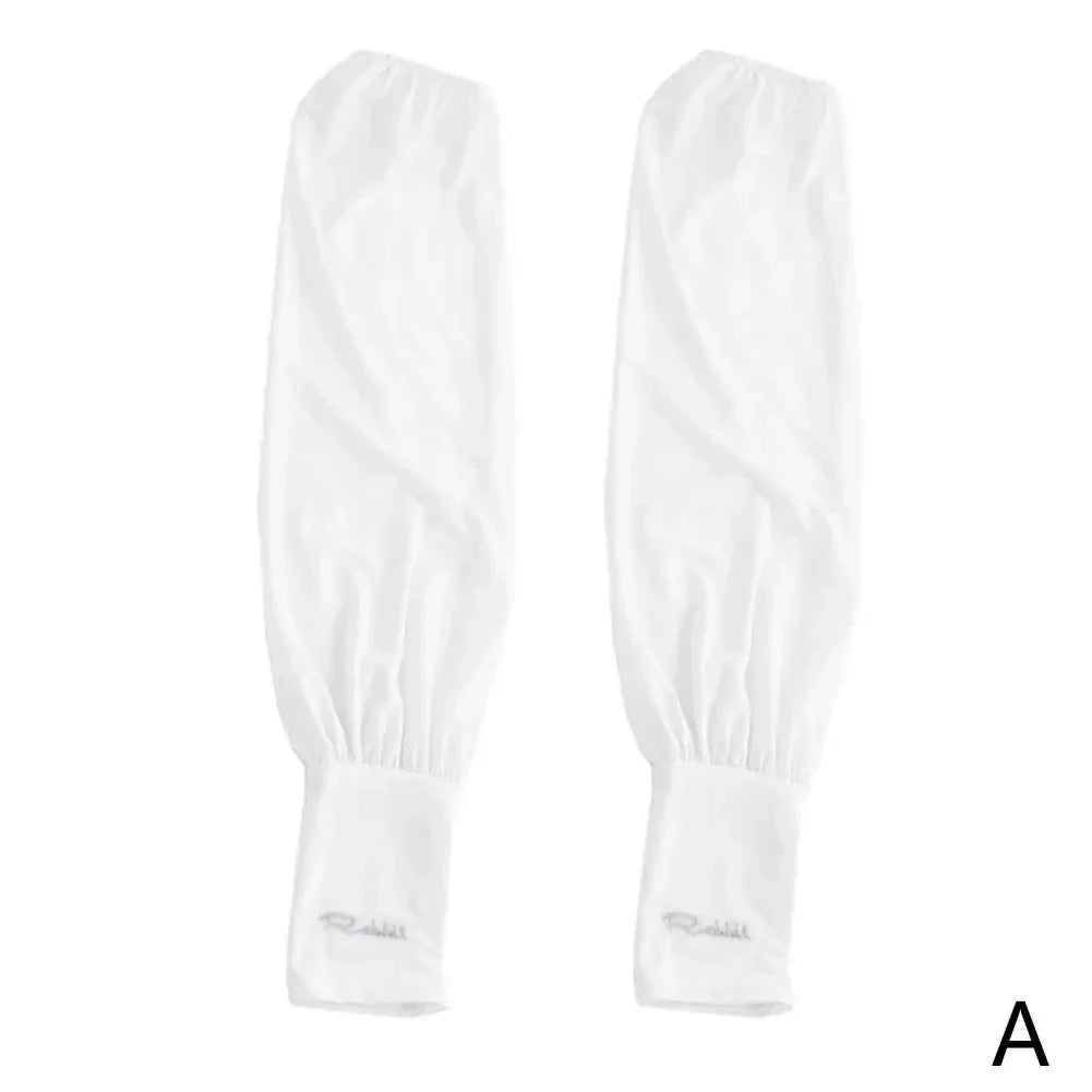 Summer Loose Sunscreen Driving Ice Silk Sleeve Female Long Length UV Protection Arm Arm Glove Sleeves Super Soft Breathable Qme white