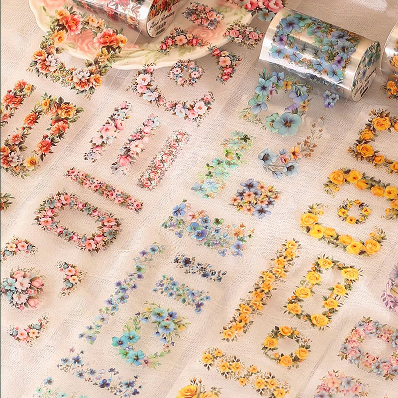 Vintage Floral PET Tape, Perfect for Journal Border Decoration and Gift Wrapping, Versatile for Multiple Uses Qme