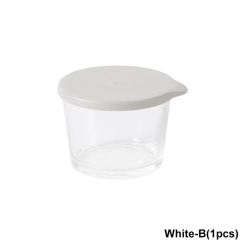 120/260ml Glass Small Sauce Cup Seasoning Dish With Lid Leak-Proof Round Square Dipping Bowl Kitchen Outdoor Camping Tableware Qme 260ML White
