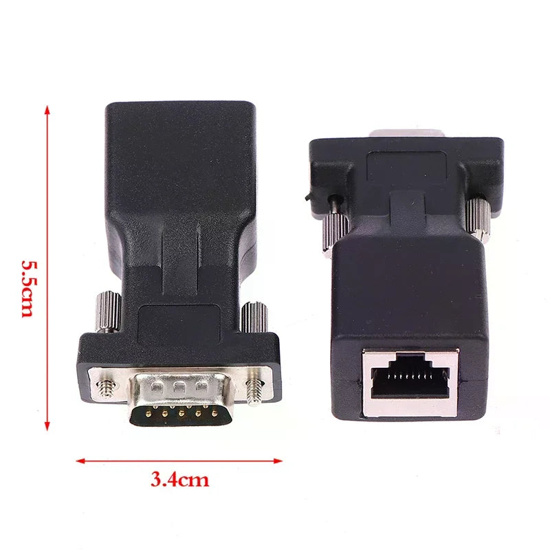 DB9 RS232 Male Female RJ45 Adapter COM Port LAN Ethernet Converter Qme