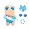 3-piece set of doll clothing suitable for 17cm doll clothing accessories, summer swimming beach party gift decoration gifts Qme Blue