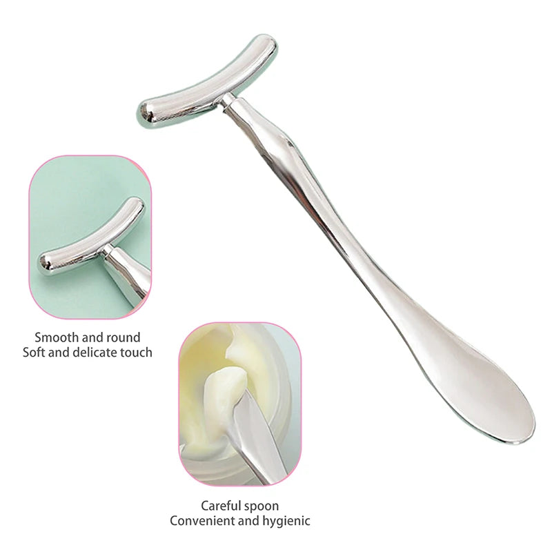Eye Face Cream Applicator Alloy Beauty Spoon Roller Facial Massage Qme