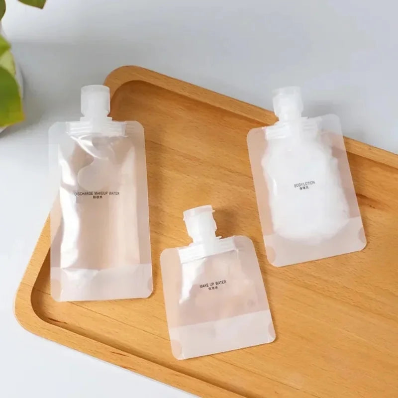 5Pcs Travel Empty Squeeze Bags Lotion Dispensing Bag Refillable Shampoo Toiletries Conditioner Liquid Cosmetic Storage Pouches Qme