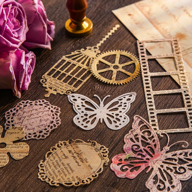30 pcs Vintage old book pages Hand Account material paper Diy Junk Journal Decorative Scrapbooking Background paper Qme