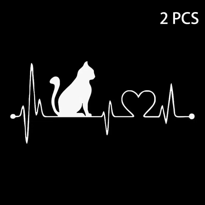 Car Sticker Pet Cat Heartbeat Lifeline Creative Truck Automobiles Qme A2