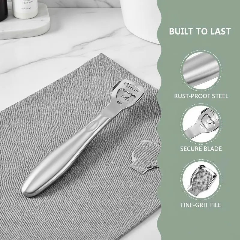Stainless Steel Foot Callus Shaver 10 Blades Extra File Head Qme