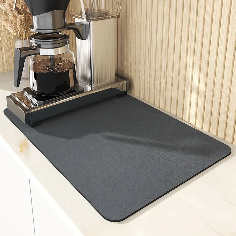 Super Absorbent Anti-slip Coffee Dish Large Kitchen Absorbent Draining Mat Drying Mat Quick Dry Bathroom Drain Pad Kitchen Tool Qme black 40x50cm