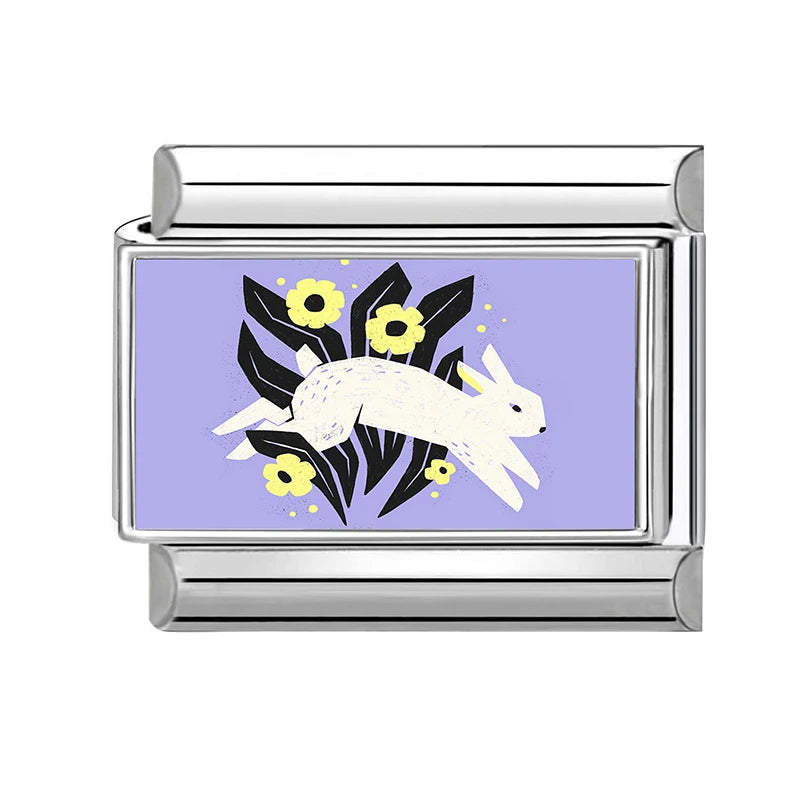 Fashion Purple Series Flowers Cats Dogs Pet Italian Charms Fit