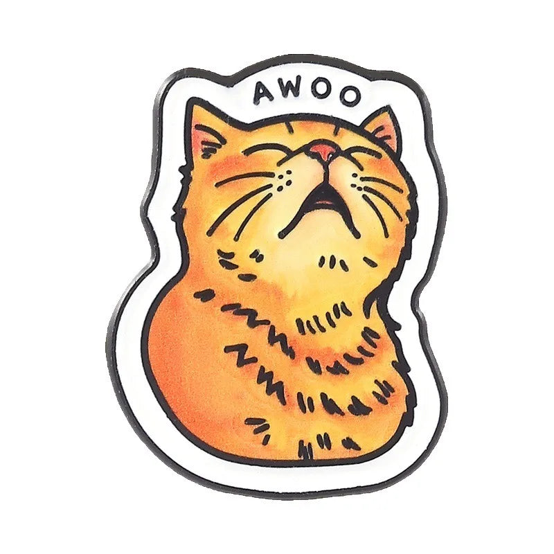 Japanese Style Funny Orange Cat Metal Enamel Brooch Cartoon Chubby Kitten Lapel Pin Cute for Backpack Clothes Jewelry Decor Qme style1