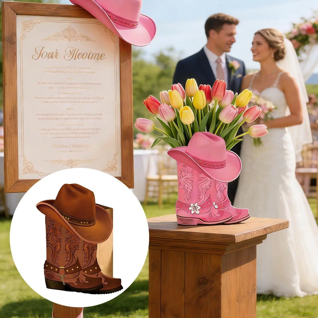 Cowboy Boots Flower Box 8 Western Wedding Decor Boot Shape Boxes Vase Qme