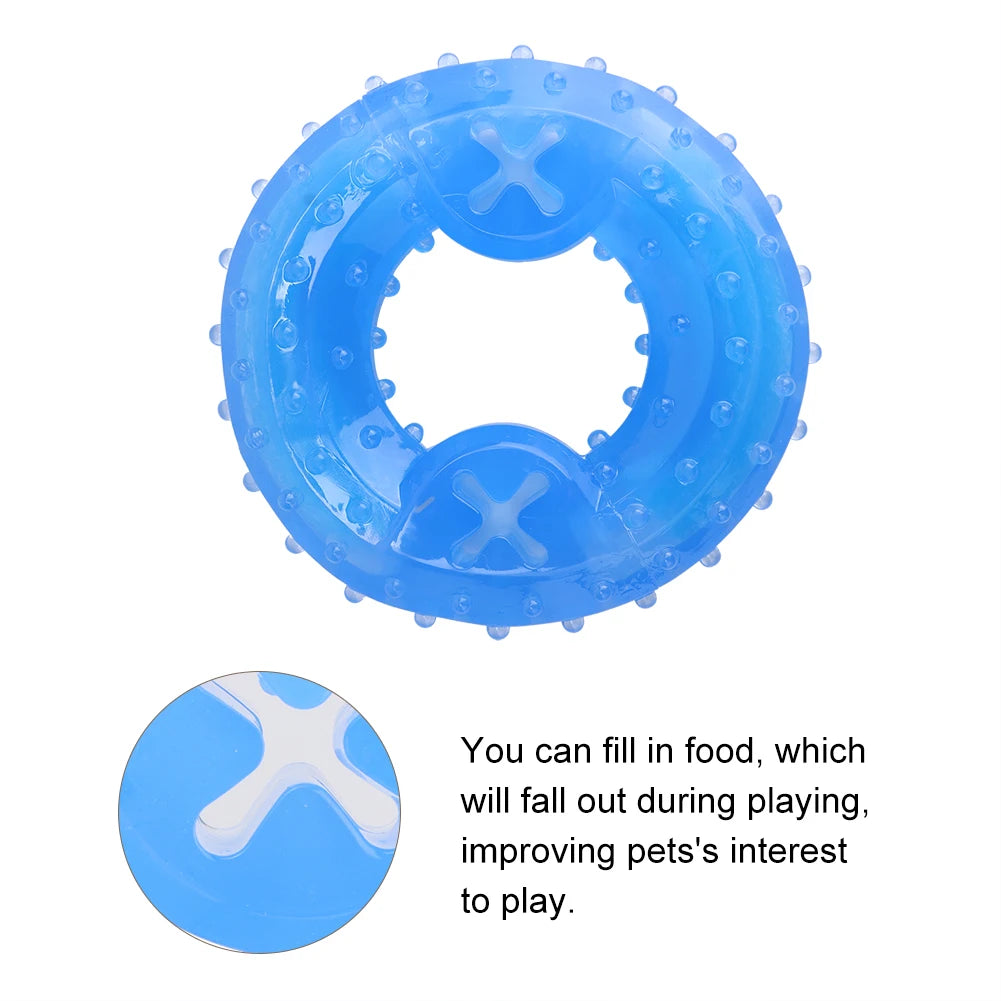 Dog Cooling Chew Toy TPR Freezable Puzzle Treat Dispensing Toy Summer Ice Bite Resistant Interactive Slow Feeder Dog Toy Qme