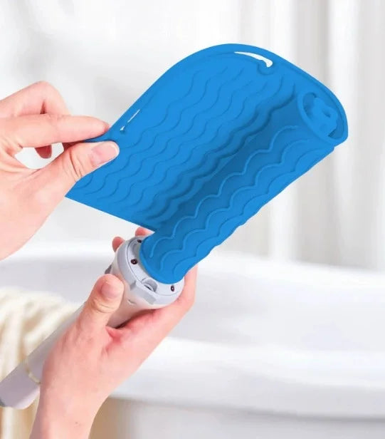 1PC Silicone Heat Resistant Mat For Hair Styling Tools, Pad For Curling lrons And Straighteners, Portable Styling Heat Mat Qme Blue