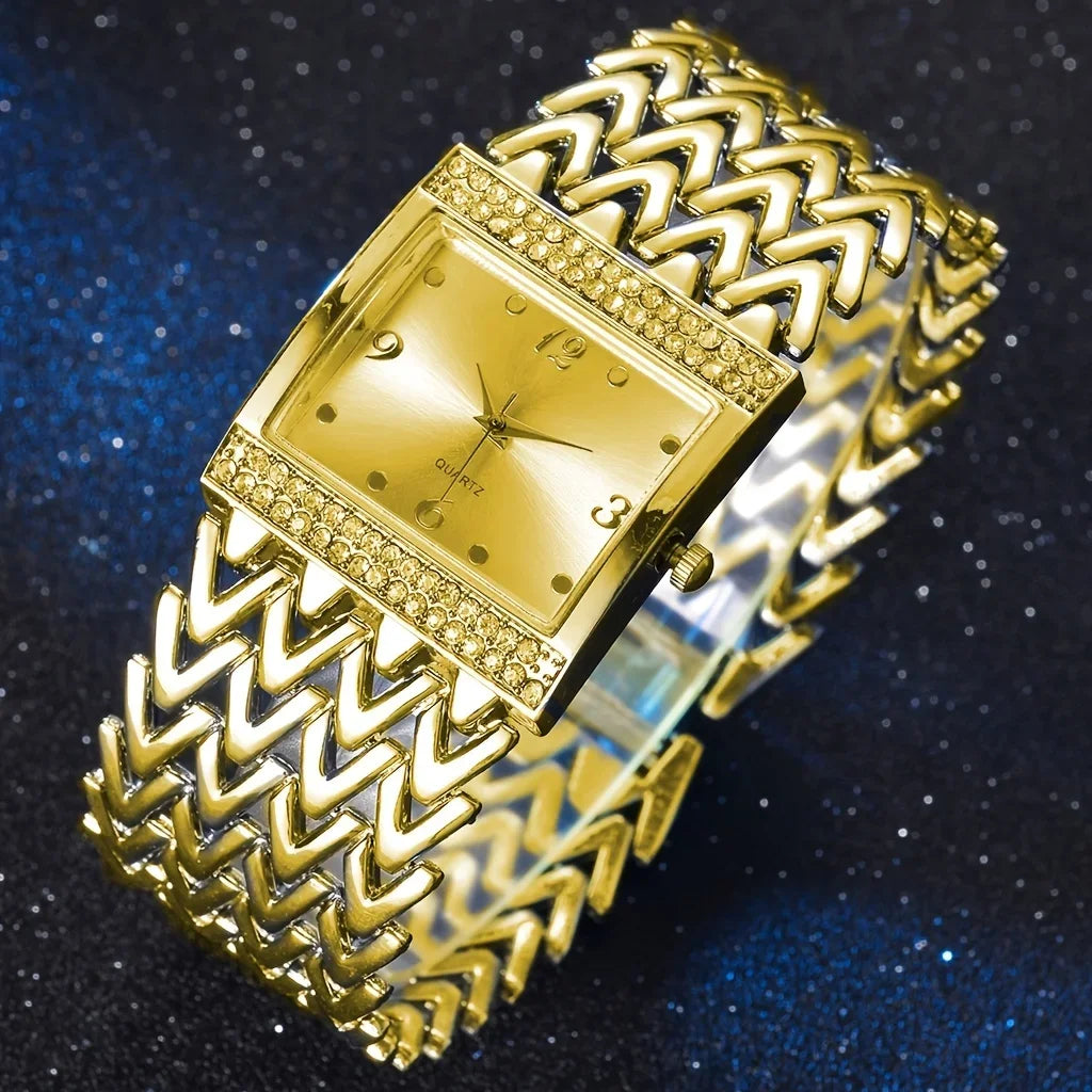 Fashion Luxury Bracelet Watches For Women Stylish Golden Silver Stainless Strap Ladies Quartz Wristwatch Clock Casual Qme