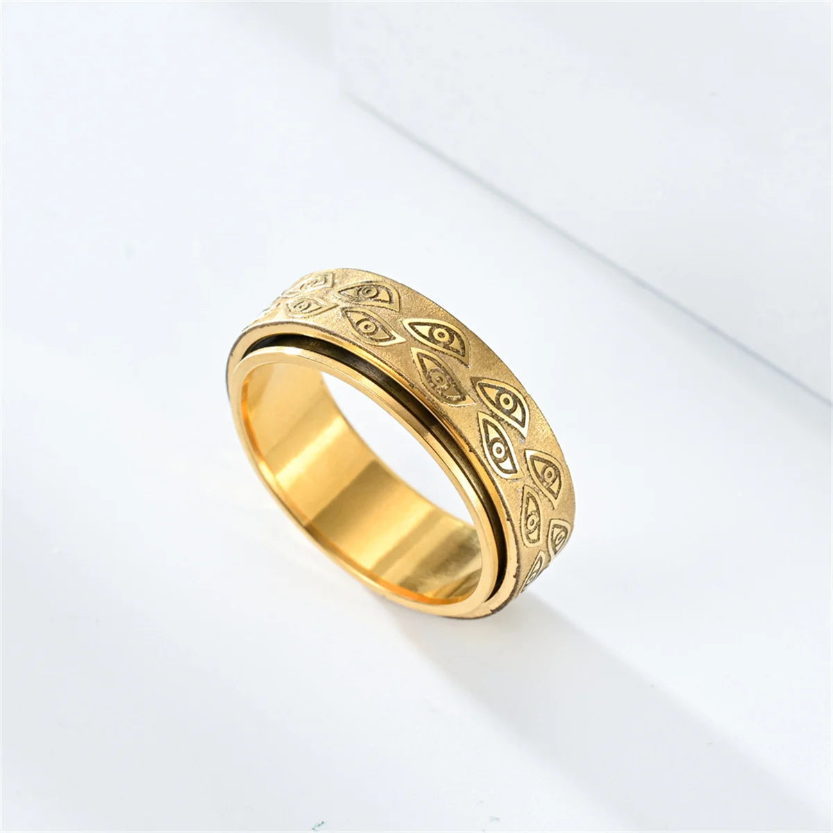 Vintage The Carved Eye Of God Mens Stress Ring Rotating Anxiety Stainless Steel Fidget Spinner Rings Anillos De Ansiedad Rings Qme