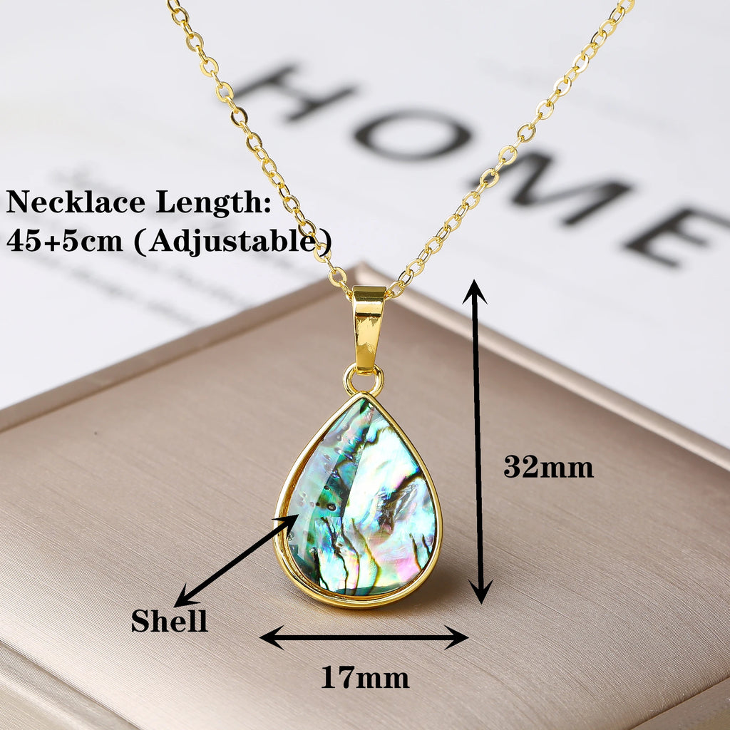 High Quality Abalone Shell Pendant Necklace Silver/Gold Waterdrop Heart Shell Choker Fashion Beach Party Jewelry Women Gift Qme