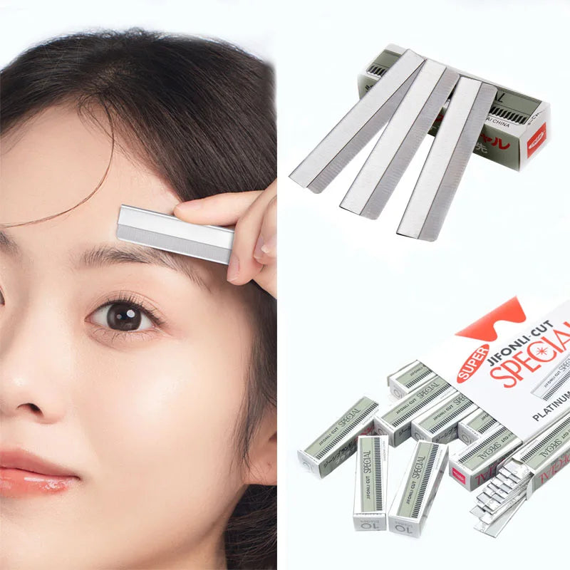 100pcs Professional Trimmer Blade Stainless Steel Scraping Eye Brow Knife Beauty Makeup Tools Eyebrow Blades Qme