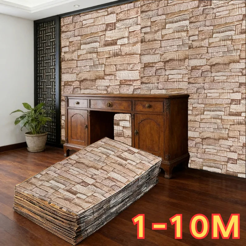 3D Foam Brick Wall Sticker Wallpaper 70 Retro Self Adhesive Panel Qme