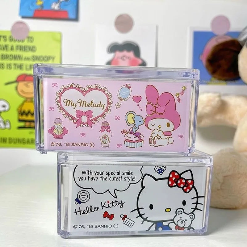 Hello Kitty Desktop Storage Box Transparent, Dust-Proof Jewelry Organizer for Instagram-Worthy Display Qme