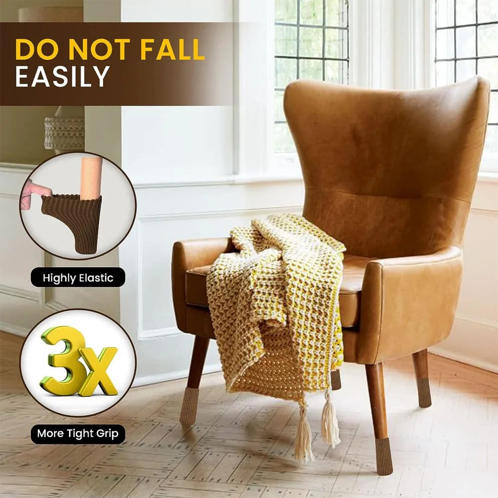 16PCS Knitted Chair Leg Silent Protection Cover Door Handle Wear Resistant Anti Slip Floor Scratch Protection Furniture Foot Mat Qme