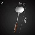 Stainless Steel Wok Spatula Chef-specific Cooking Spoon Wooden Long Qme S