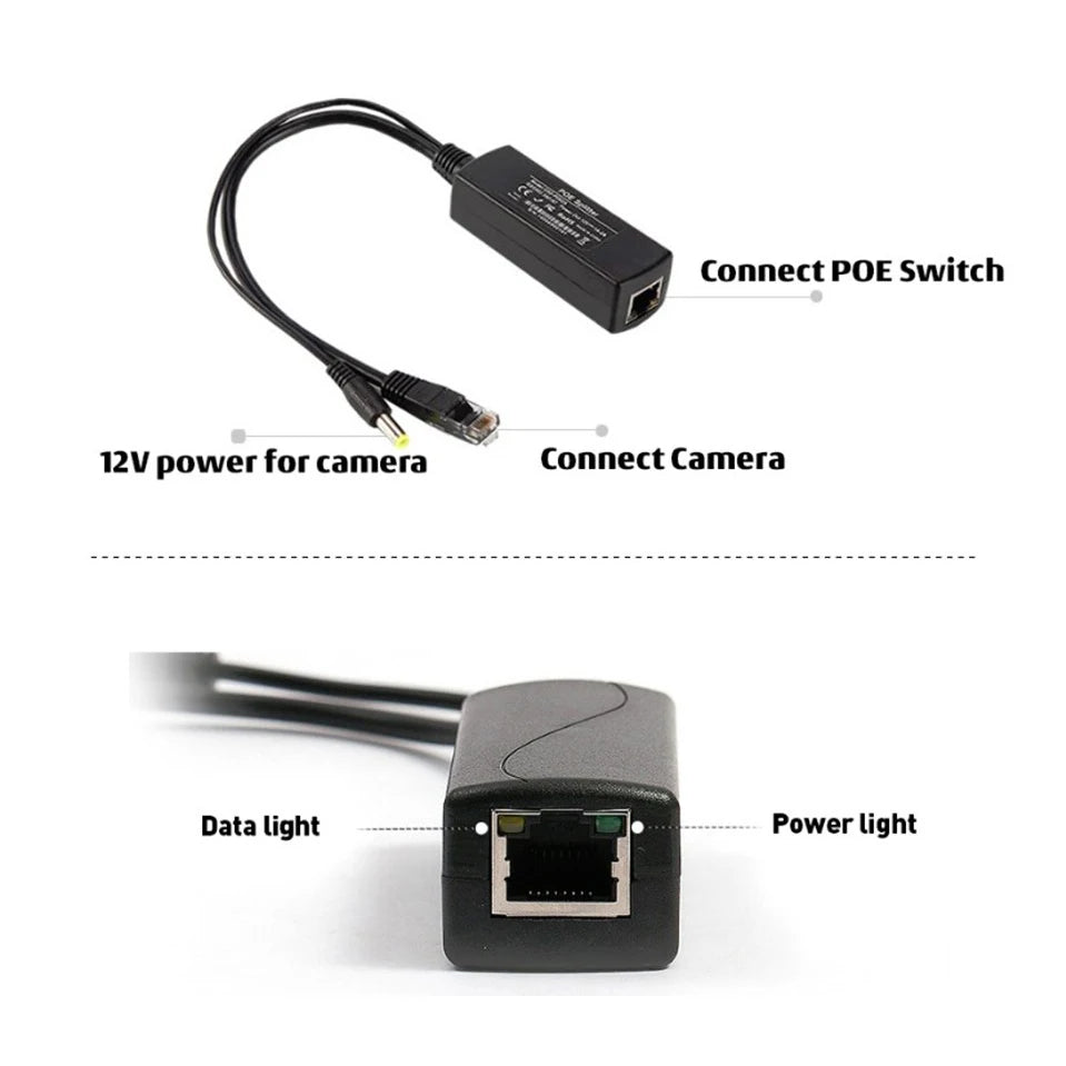 5pcs 48V To 12V PoE Splitter Anti-interference 15W POE Adapter Cable Power Supply Module DC5.5*2.1mm Connector for IP Camera Qme