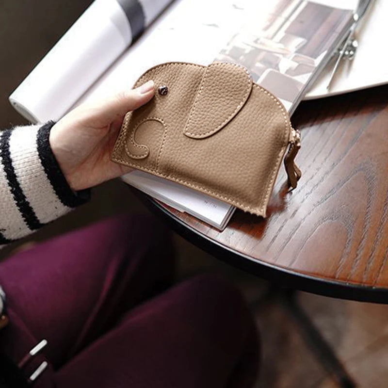 PU Leather Elephant Money Bag Women Coin Purse Key Ring Qme