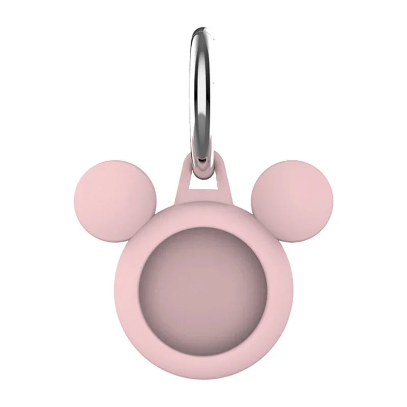 For Apple Airtag Liquid Silicone Case Soft Anti-scratch Protective Sleeve For Airtag Anti-lost Protection Cover AirTag Keychain Qme pink 2