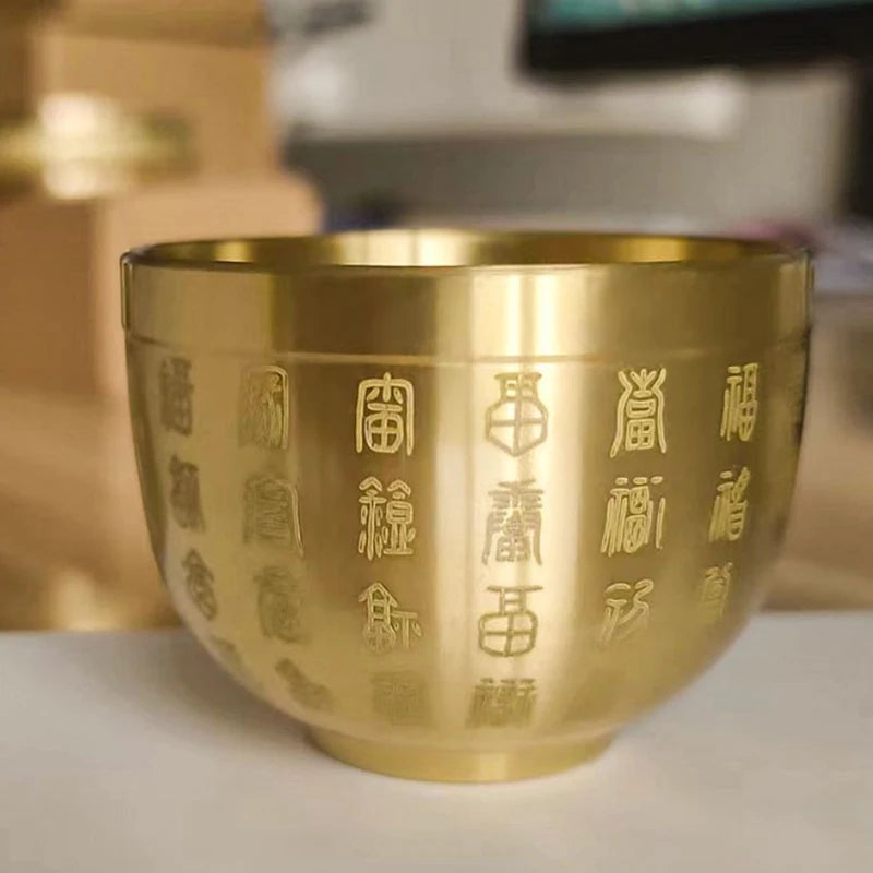 Pure Brass Baifu Cylinder Feng Shui Lucky Fortune Cornucopia Living Qme onesize