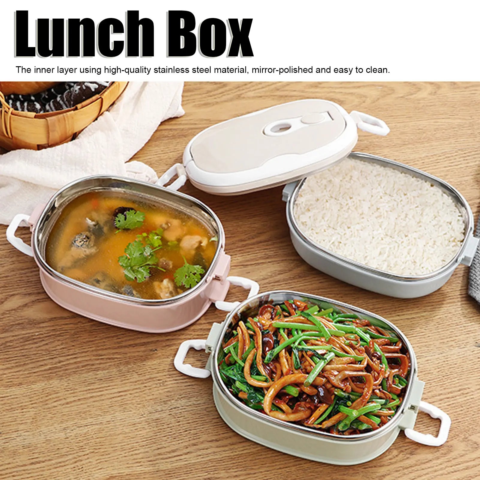 Multi Layer Lunch Box Large Capacity Portable Stainless Steel Food Lunch Container for Office Workers and Students Qme