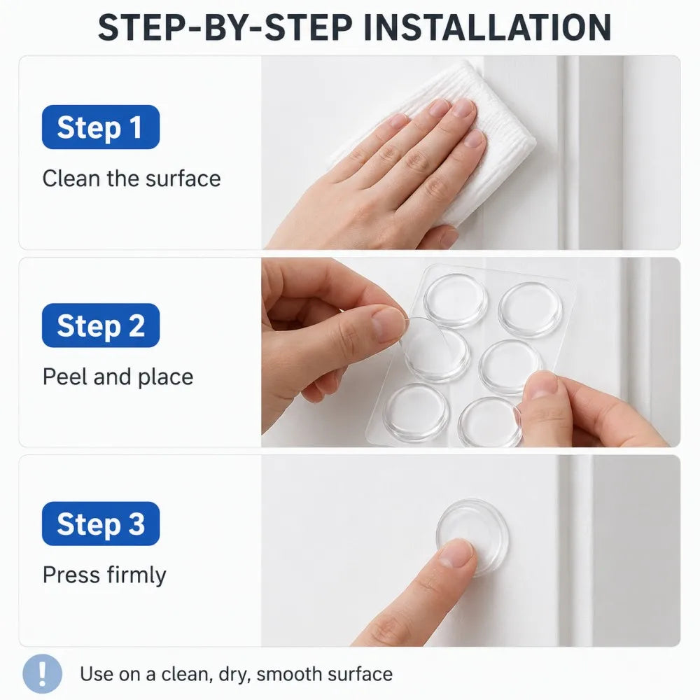 Clear Silicone Door Stopper Pads Self Adhesive Wall Protector Round Bumper Cushion Pads Transparent Door Handle Guard Home Decor Qme