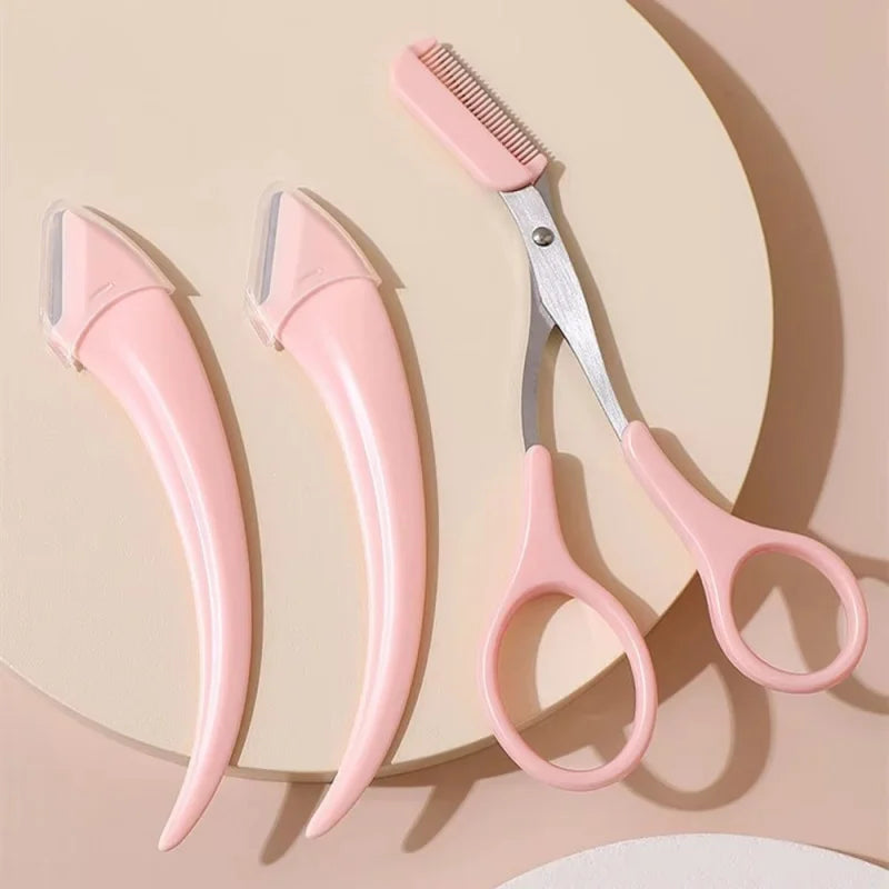 Stainless Steel Eyebrow Scissors with Comb Hair Removal Shaver Safe Eyebrow Trimmer Makeup Products Eyebrow Shaping Makeup Tools Qme