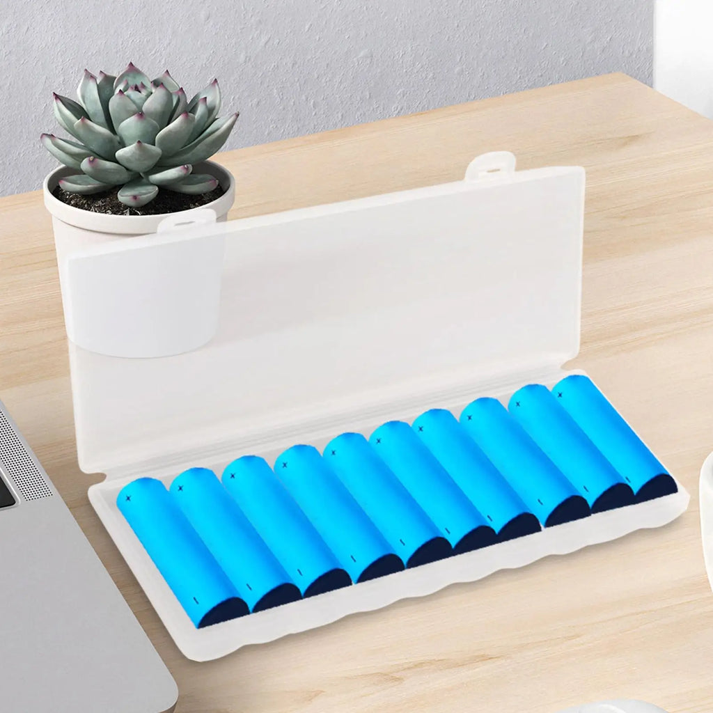 Battery Storage Box 10 Cell Battery Organizer Carrying Case Sturdy Household Organization Container for Home Travel Apartment Qme Default Title