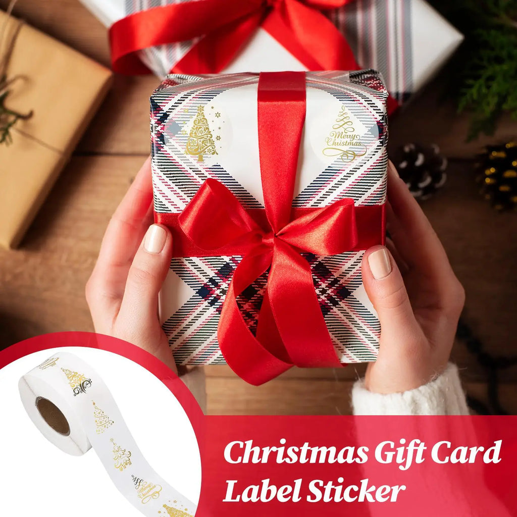 Christmas Card Stickers 500 Gold Foil Tree Labels 1-Inch Adhesive Qme