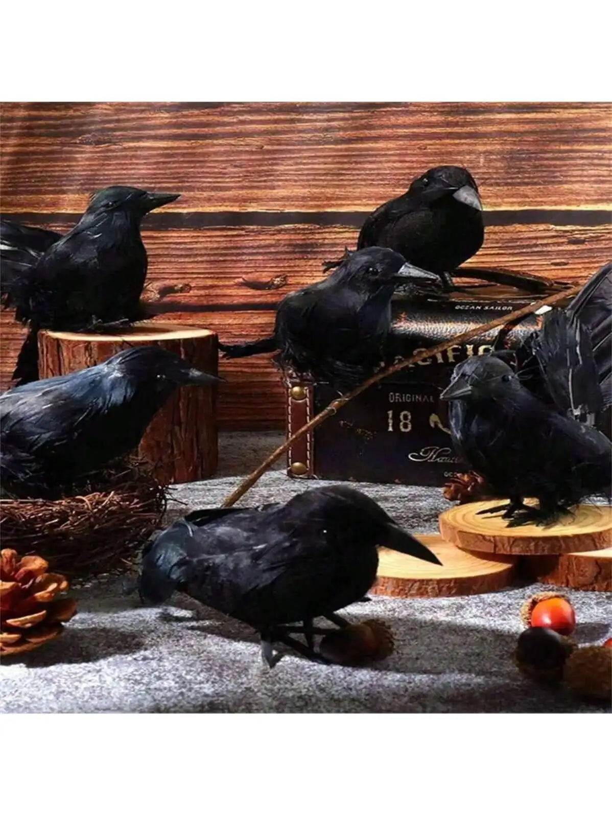 1 Halloween Horror Black Crow Model Fake Birds Beasts Party Home Qme