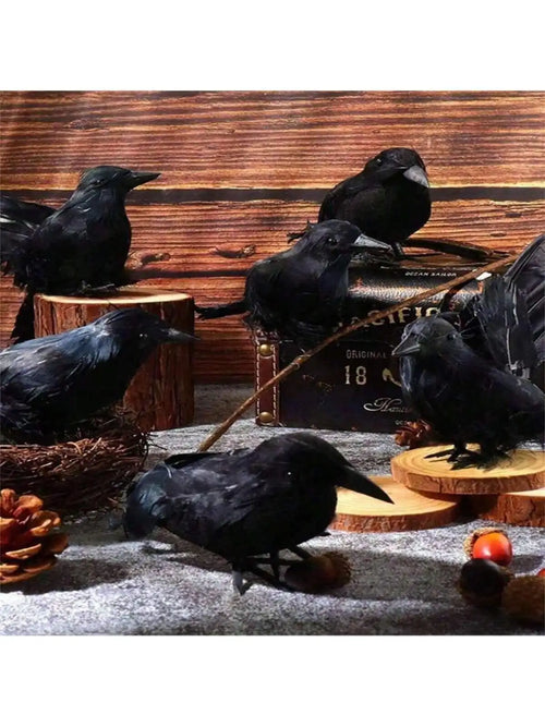 1 Halloween Horror Black Crow Model Fake Birds Beasts Party Home Qme