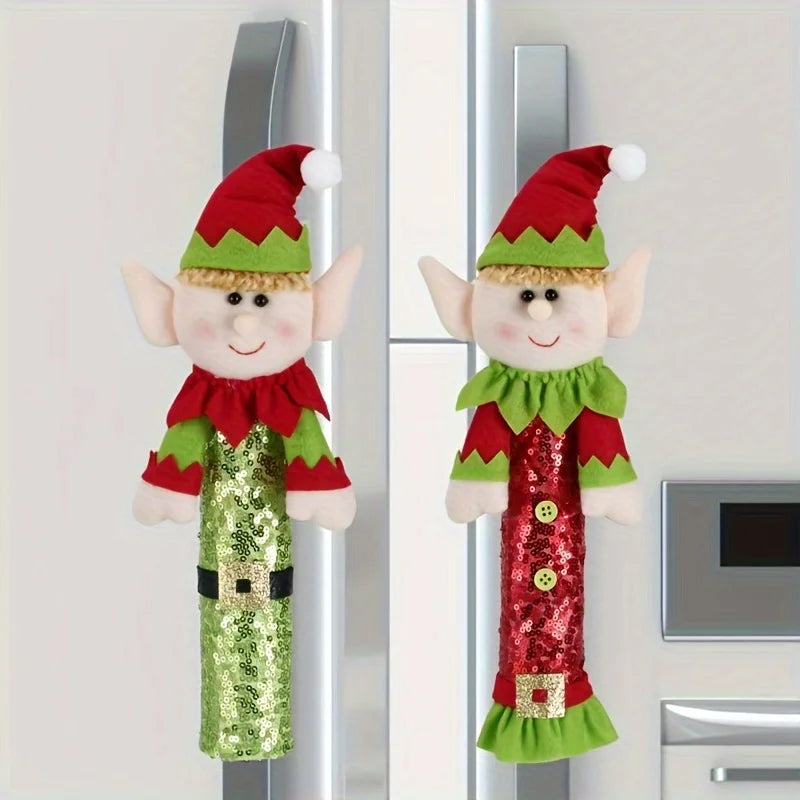 1 pair of Christmas home elf style refrigerator decorations, gloves Qme Red